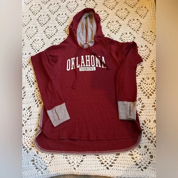 Oklahoma Sooners Boxercraft Women’s Small Hoodie Long Sleeved Thermal Look - Picture 1 of 7
